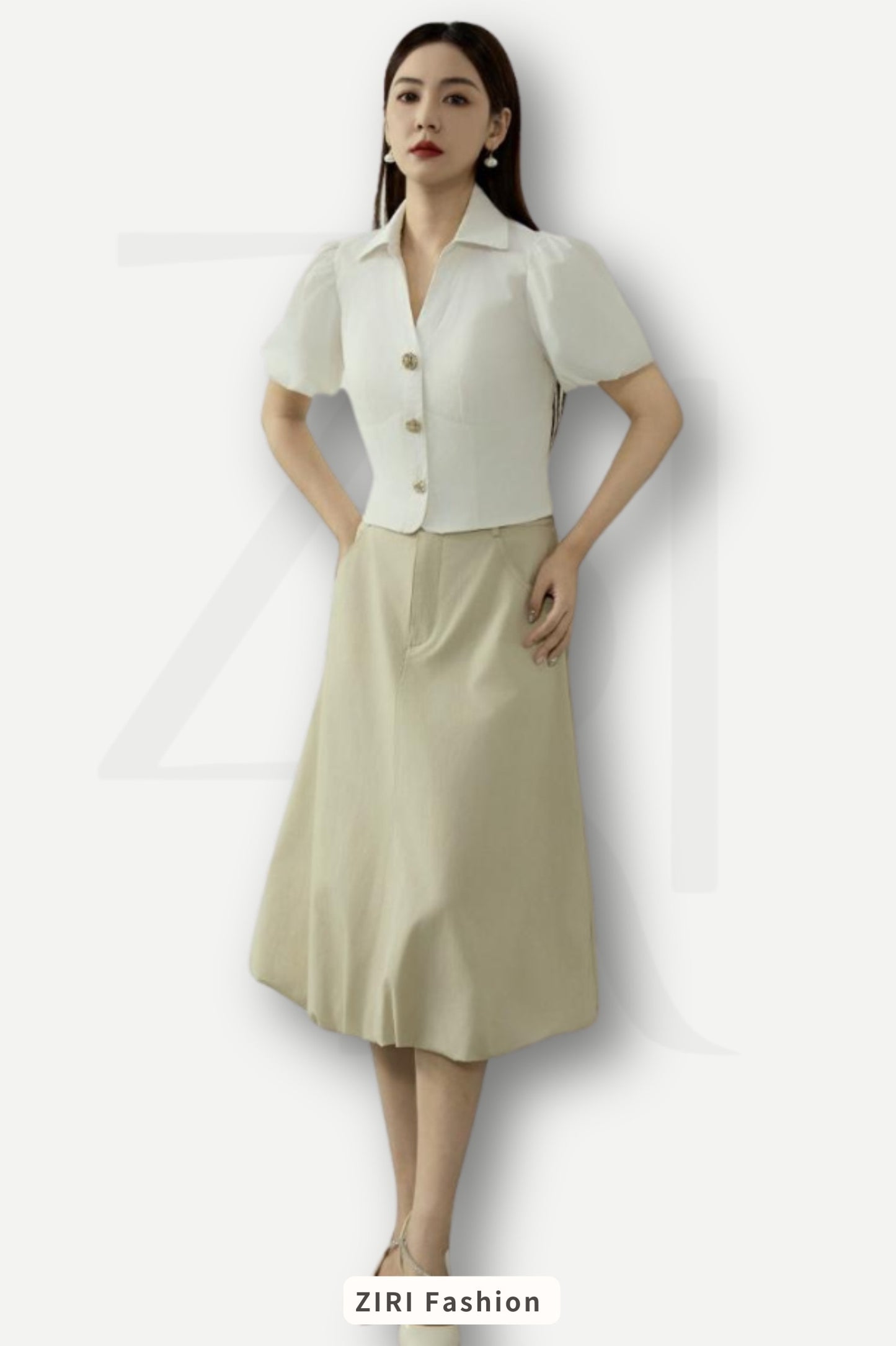 Ziri Bubble Hem Midaxi Skirt