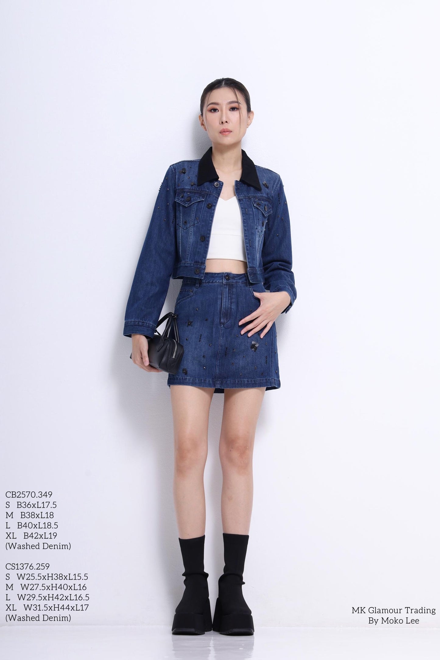 Anna Embellished Denim Mini Skirt