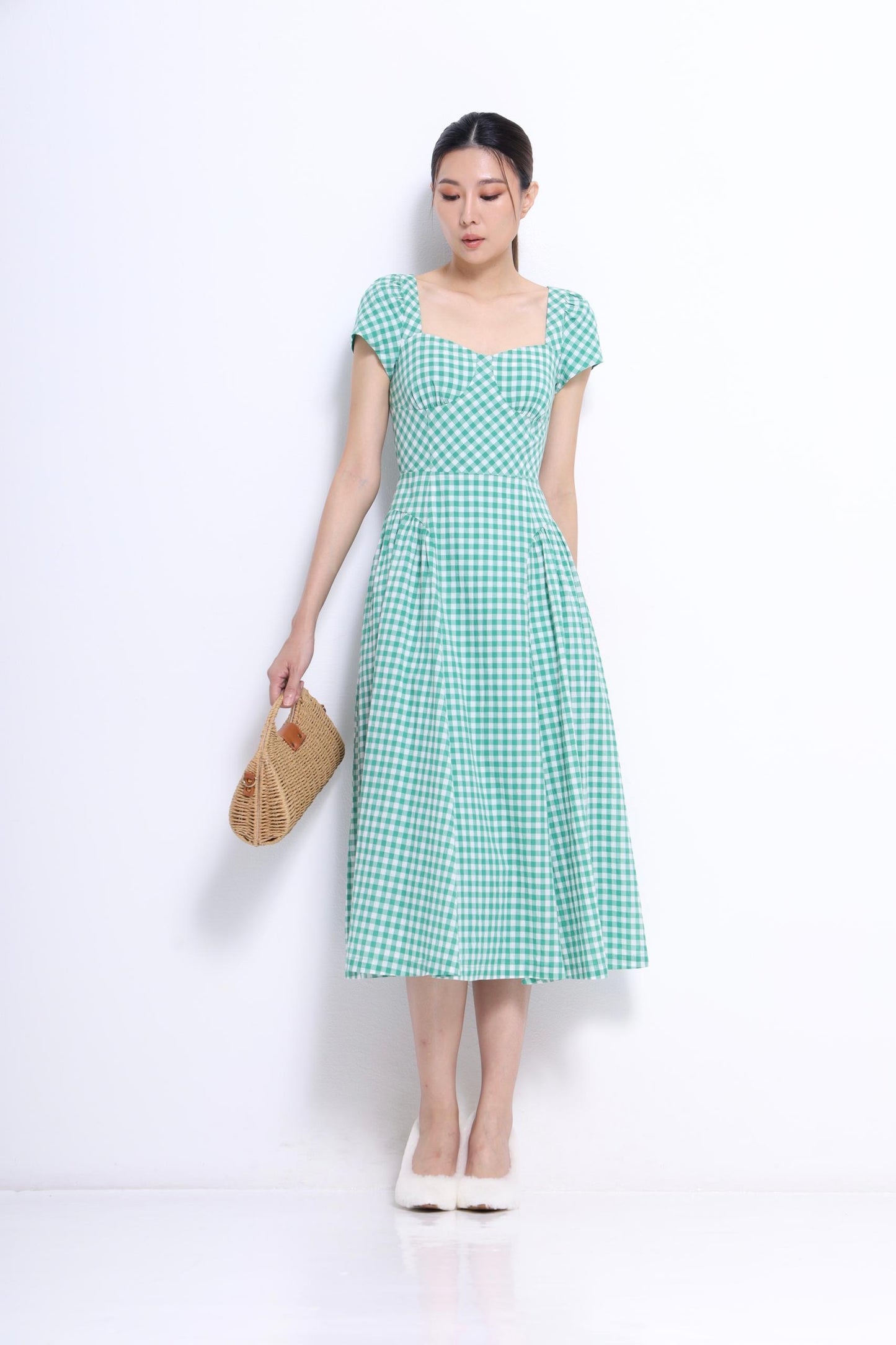 Elise Sweet Heart Checkered Dress