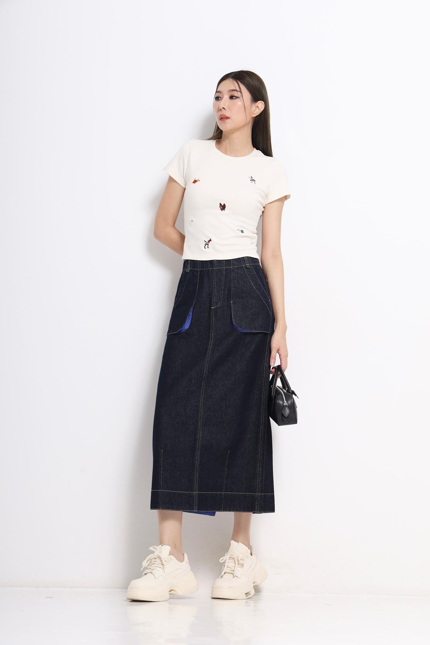Denise Bicolor Denim Skirt