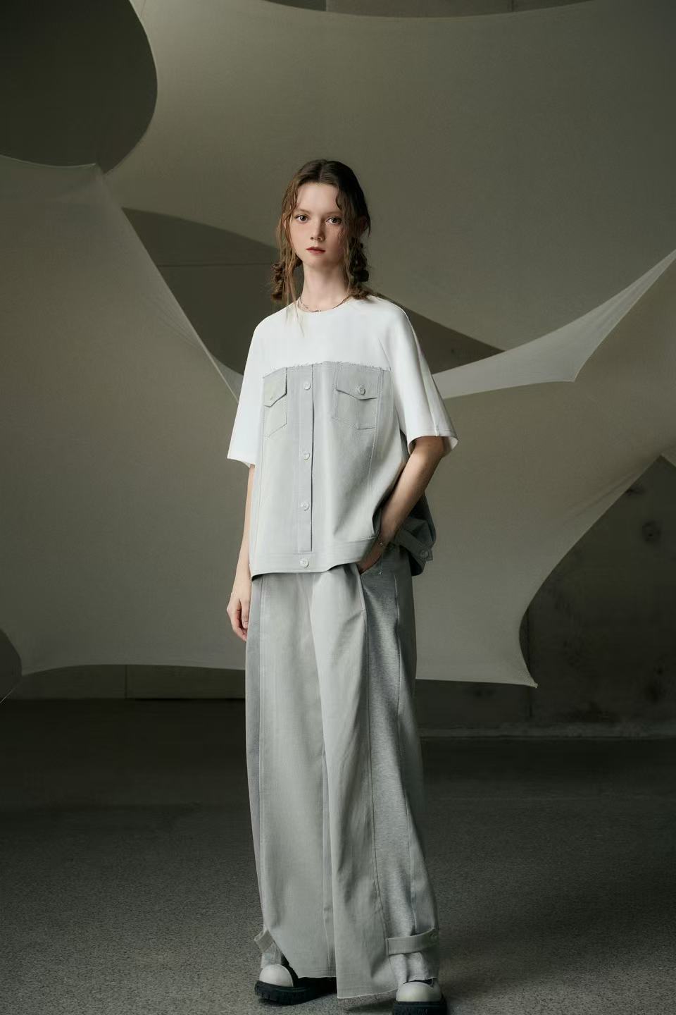 Lera Oversized Bicolor Denim Set