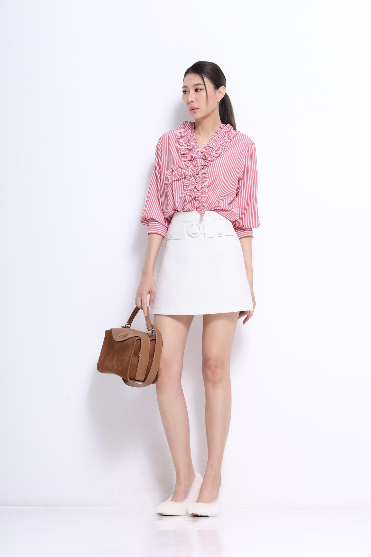 Hara Ruffle Collar Top