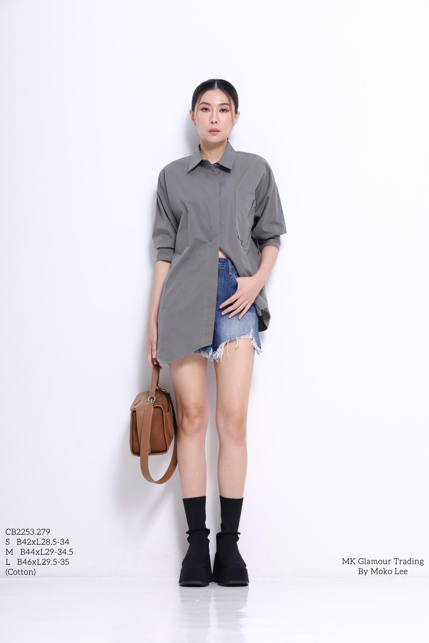 Miyu Asymmetrical Short Sleeve Shirt