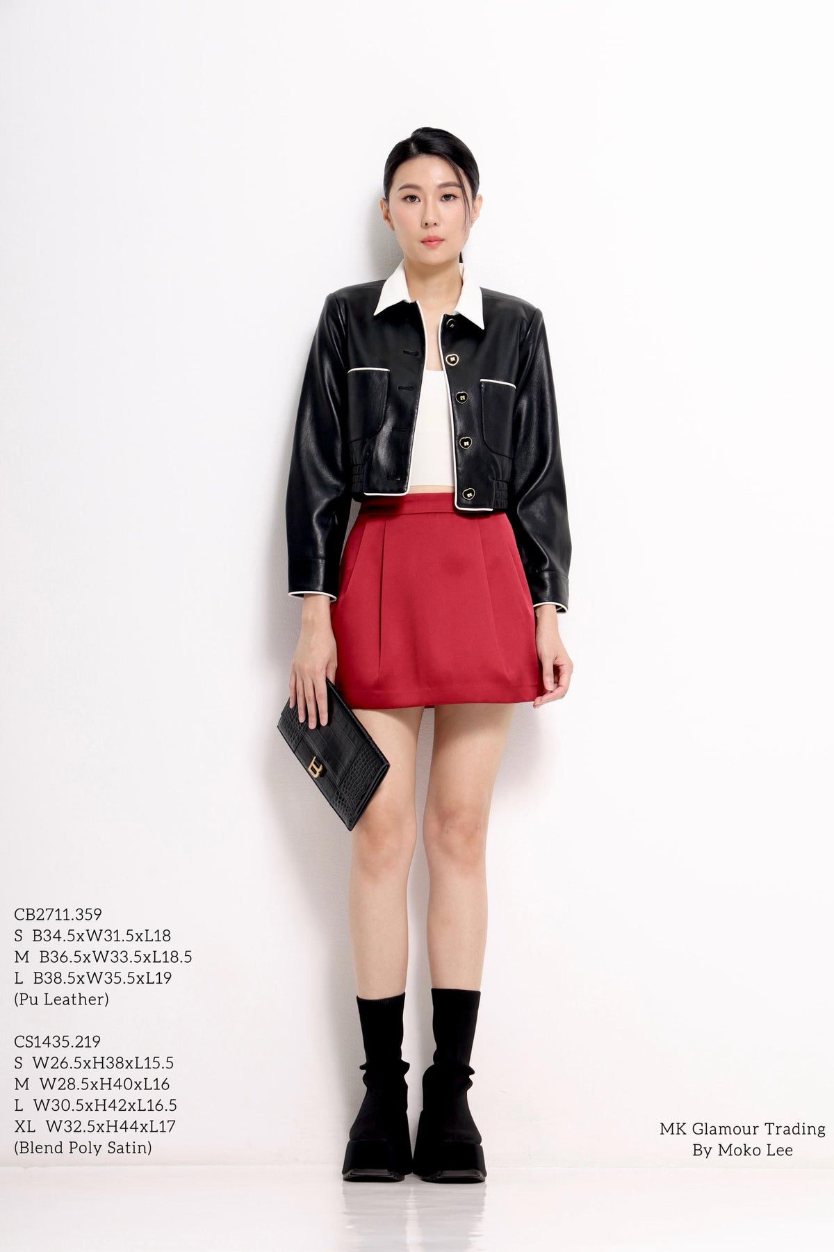 Natasha Bicolor Collar Cropped Jacket