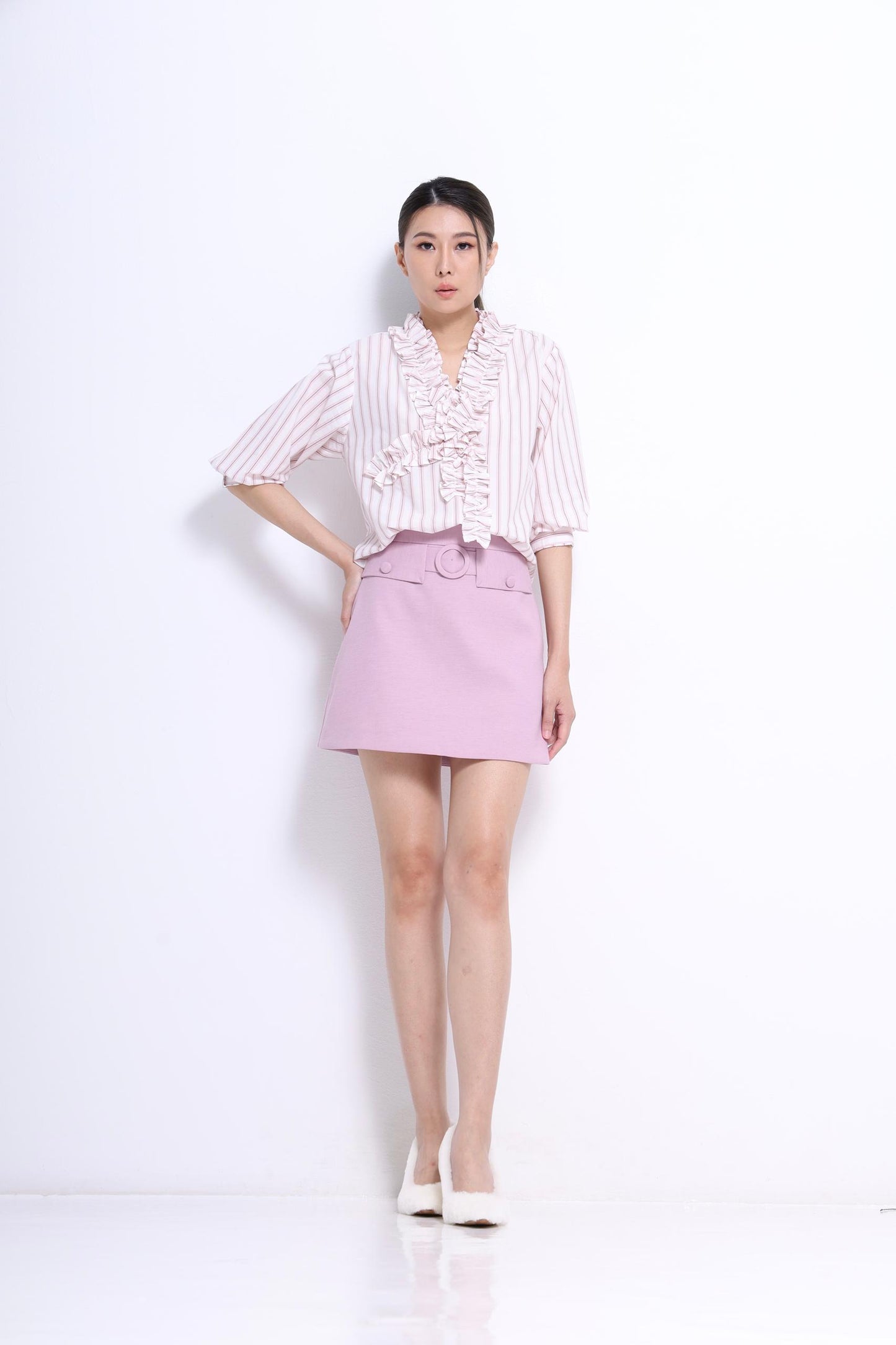 Hara Ruffle Collar Top