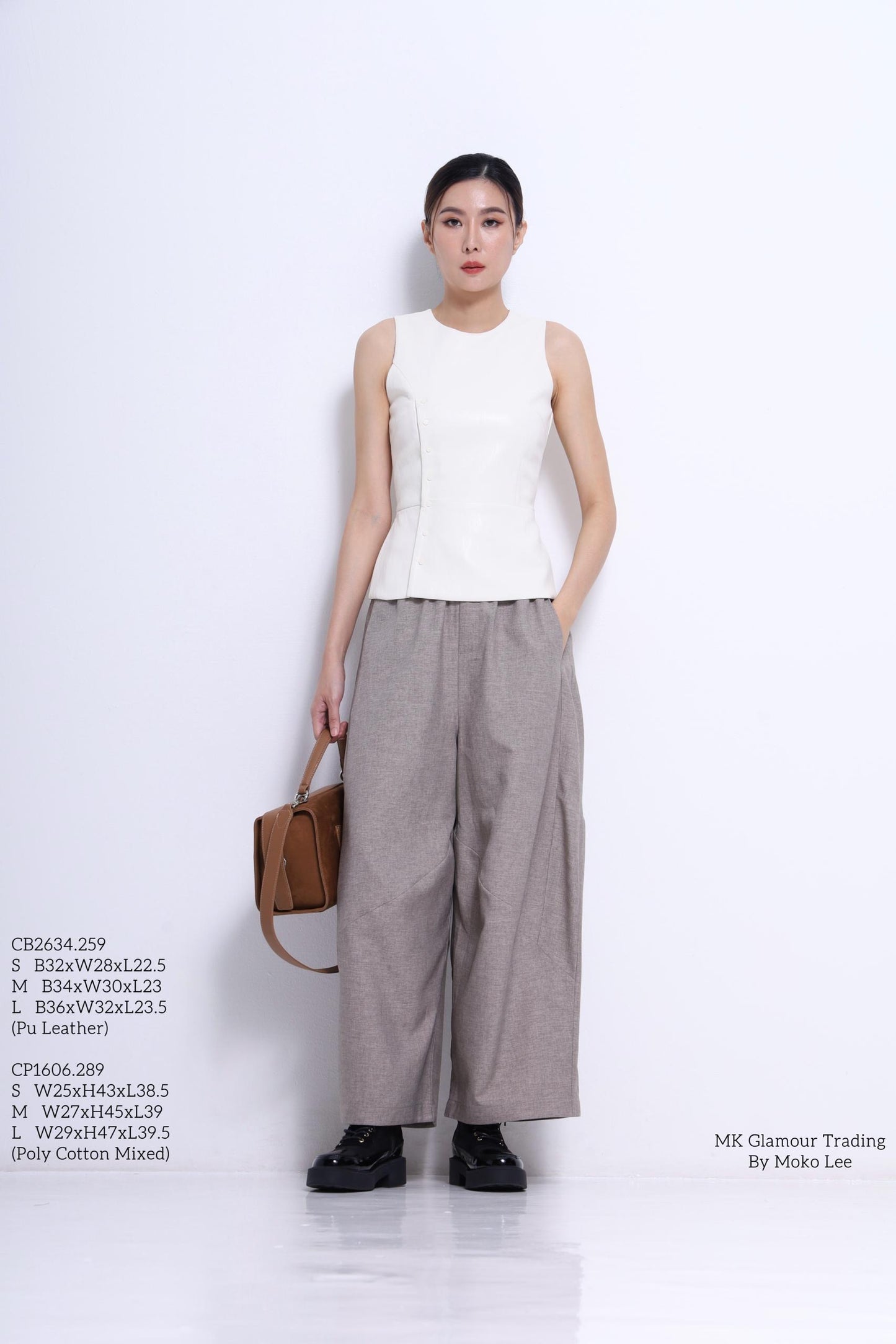 Maple Faux Leather Button Top