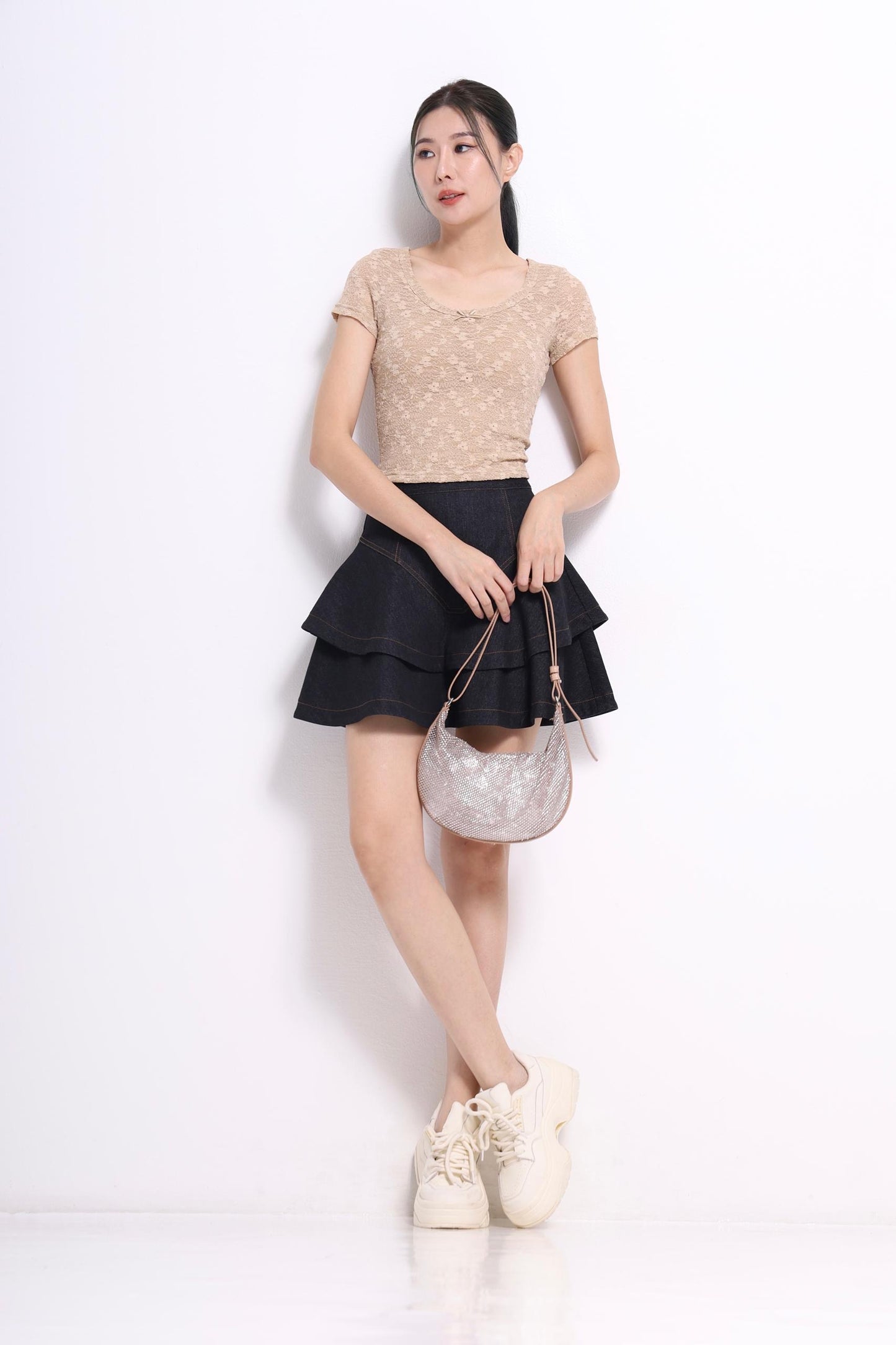 Caroline Denim Layered Skirt
