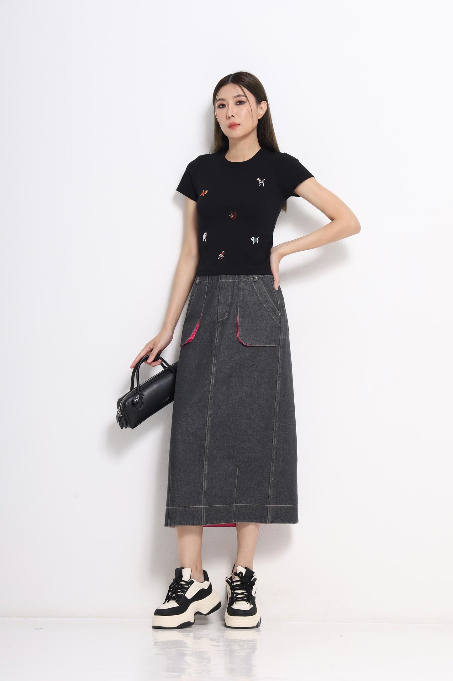 Denise Bicolor Denim Skirt