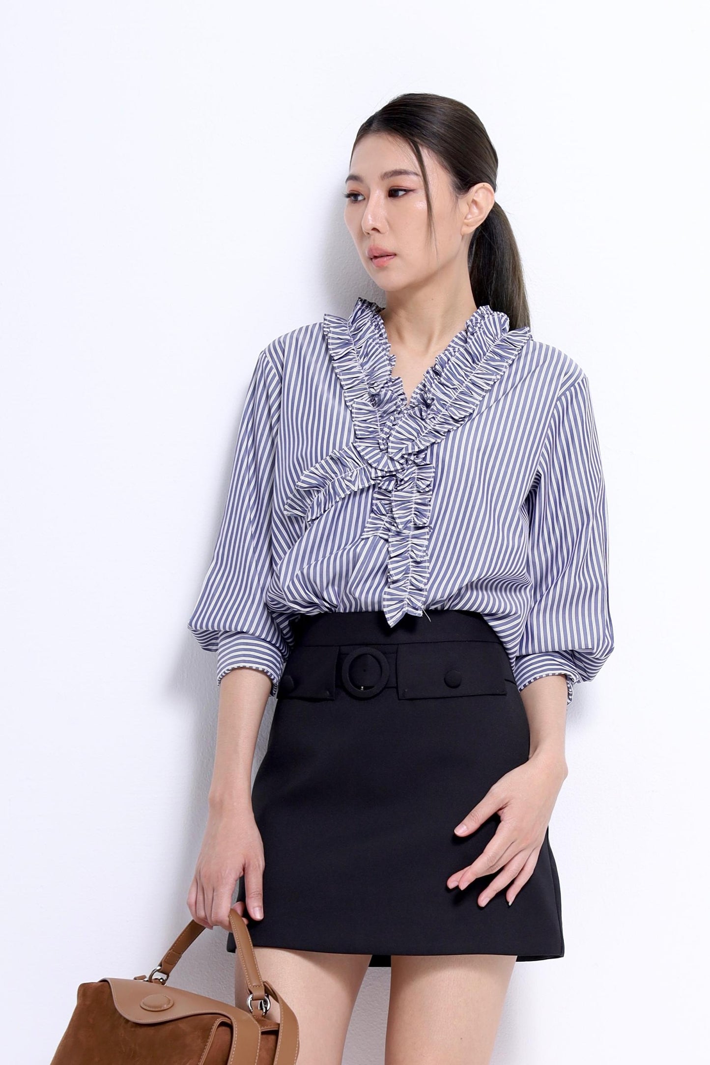 Hara Ruffle Collar Top