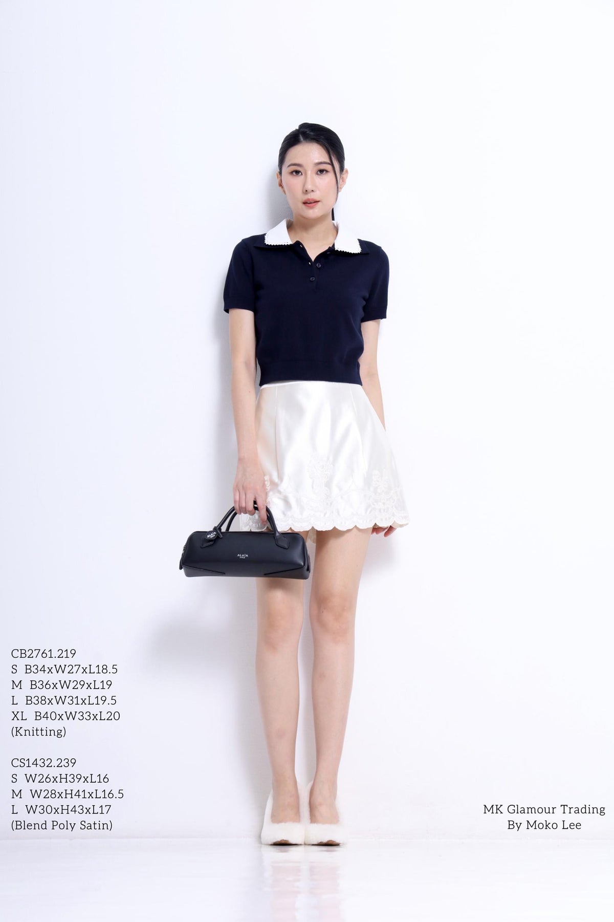 Lauren Lace Trim Knit Polo Top