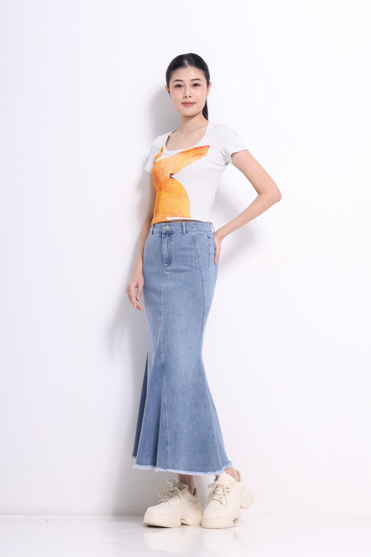 Azalea High Waisted Denim Mermaid Skirt