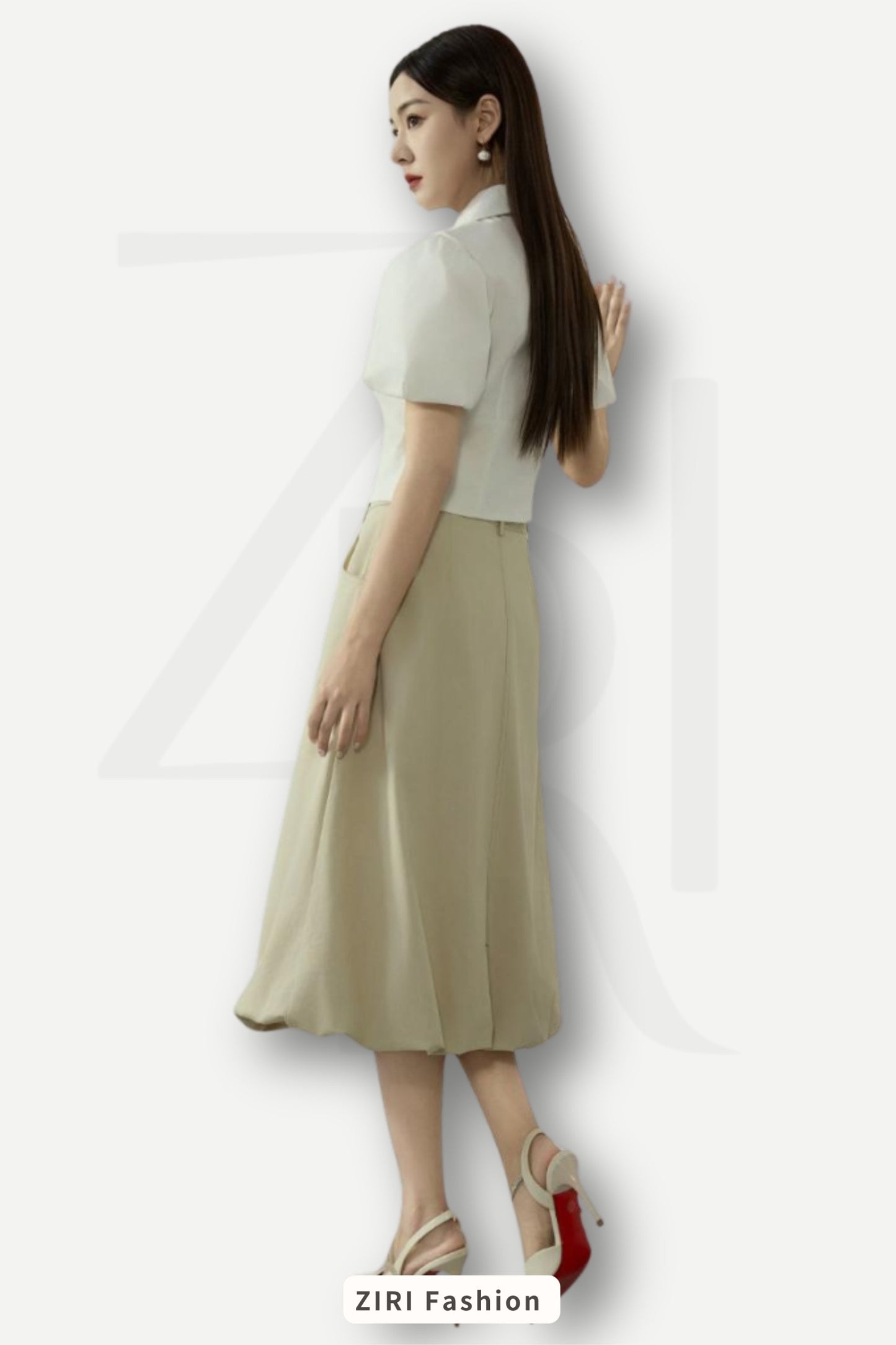 Ziri Bubble Hem Midaxi Skirt