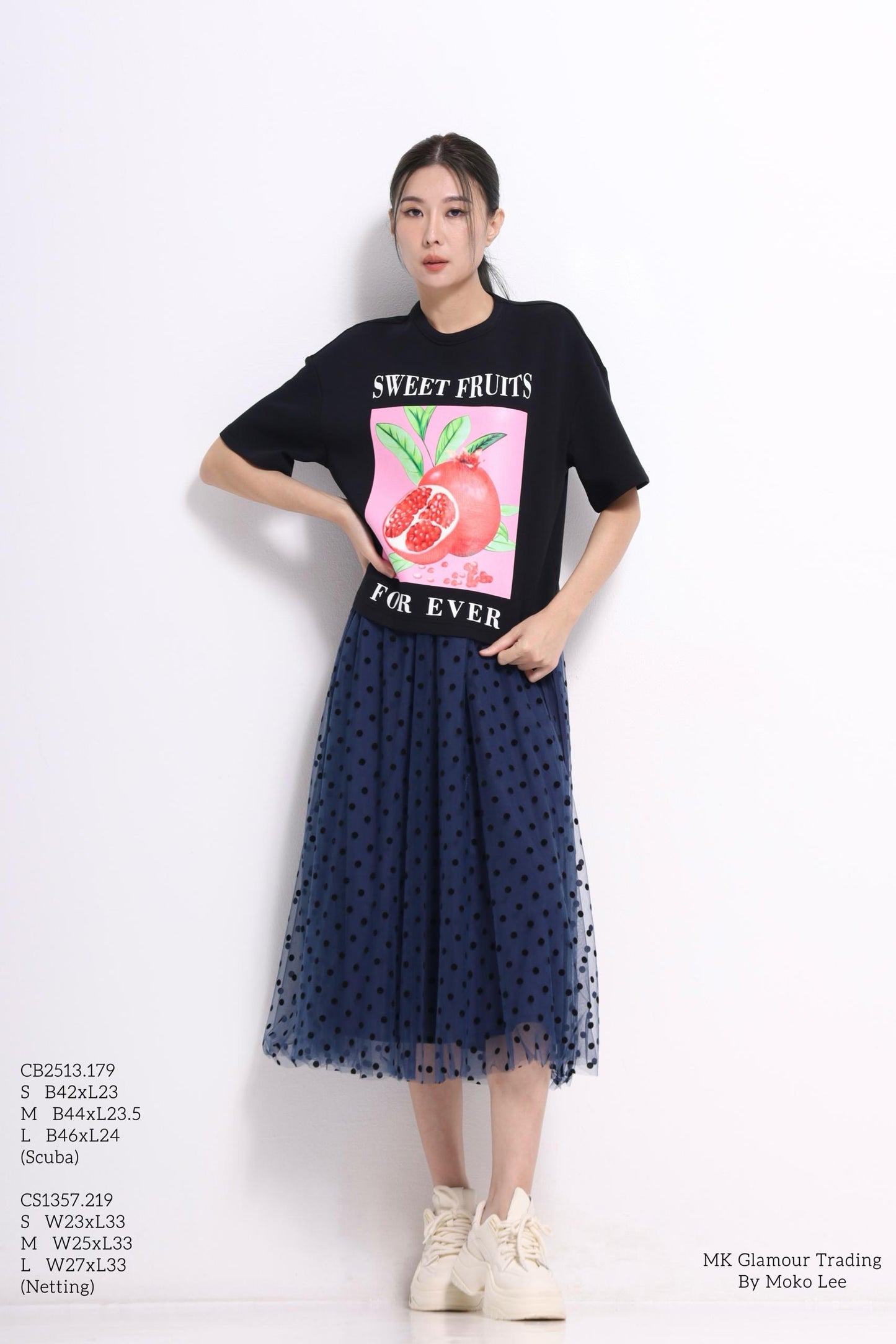 Pomegranate Printed Scuba Tee