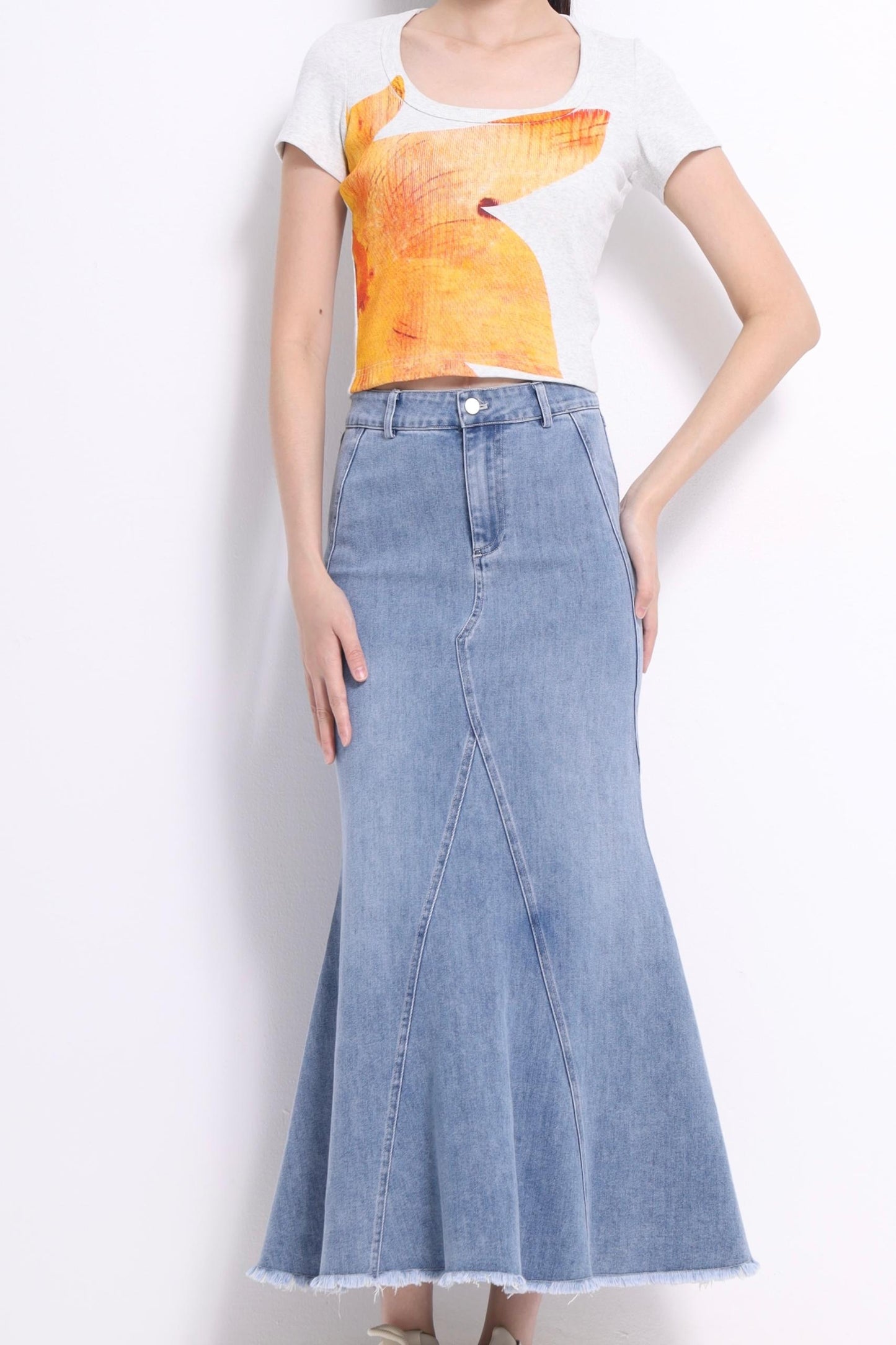 Azalea High Waisted Denim Mermaid Skirt