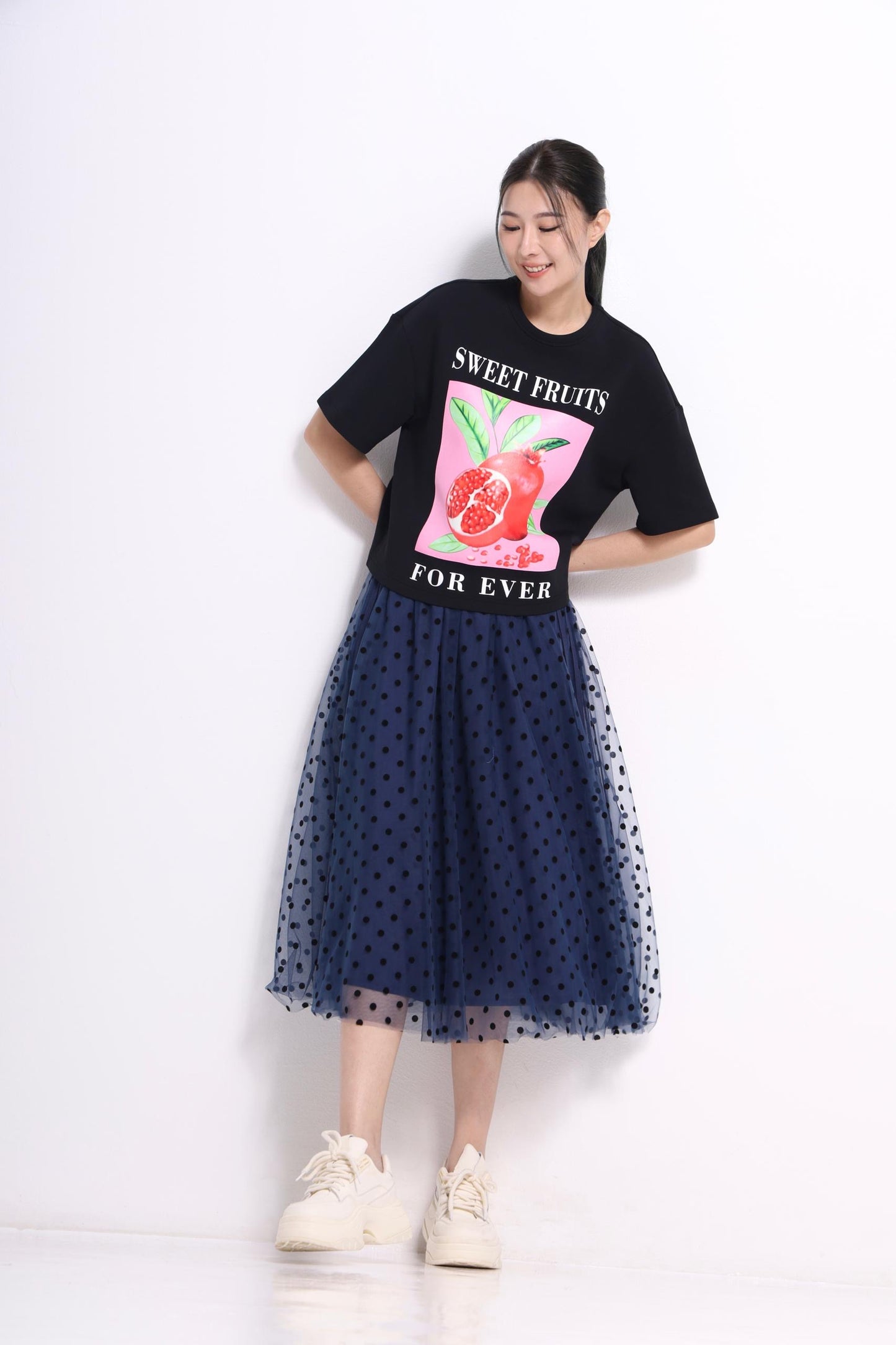 Pomegranate Printed Scuba Tee