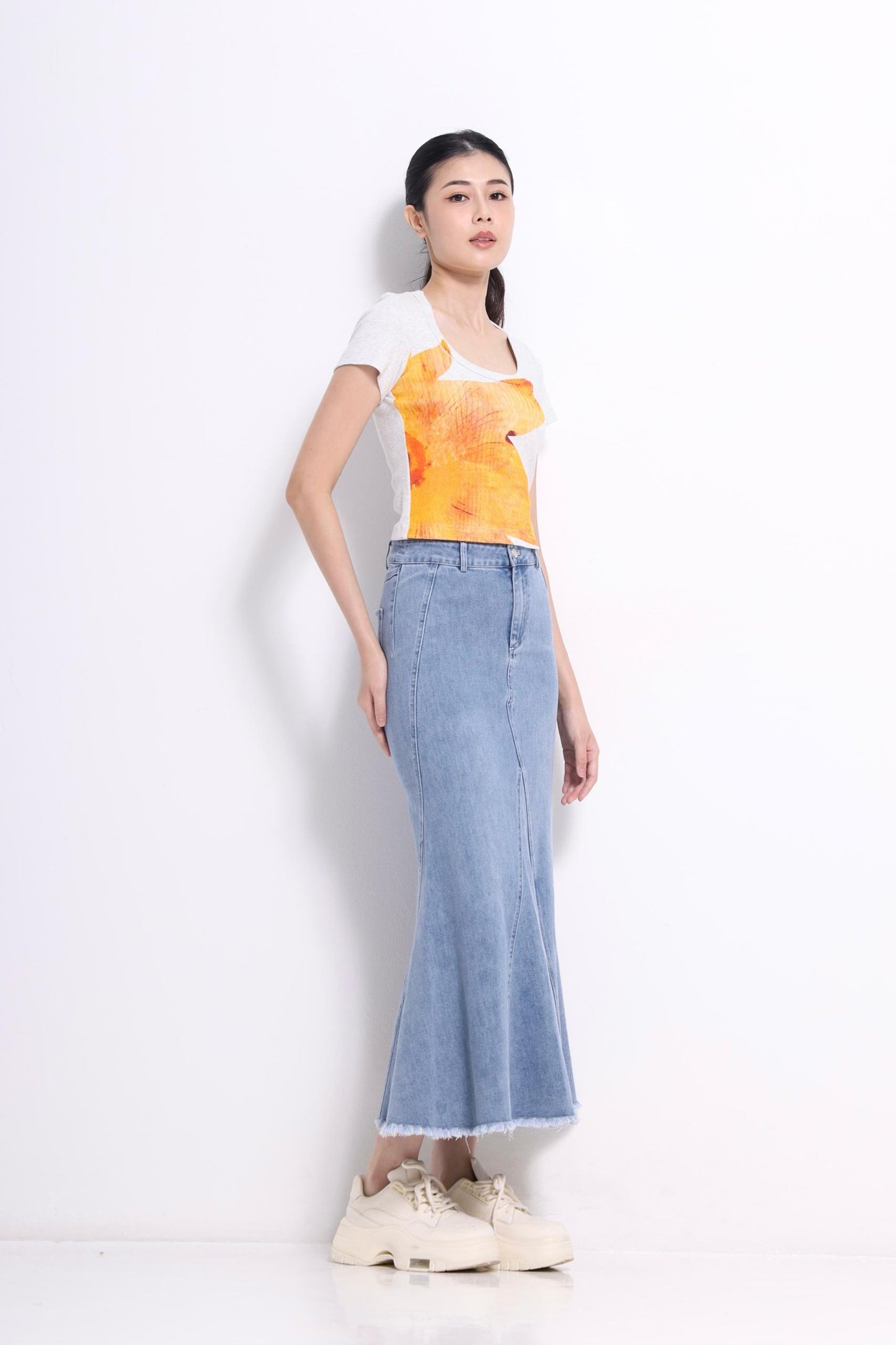 Azalea High Waisted Denim Mermaid Skirt