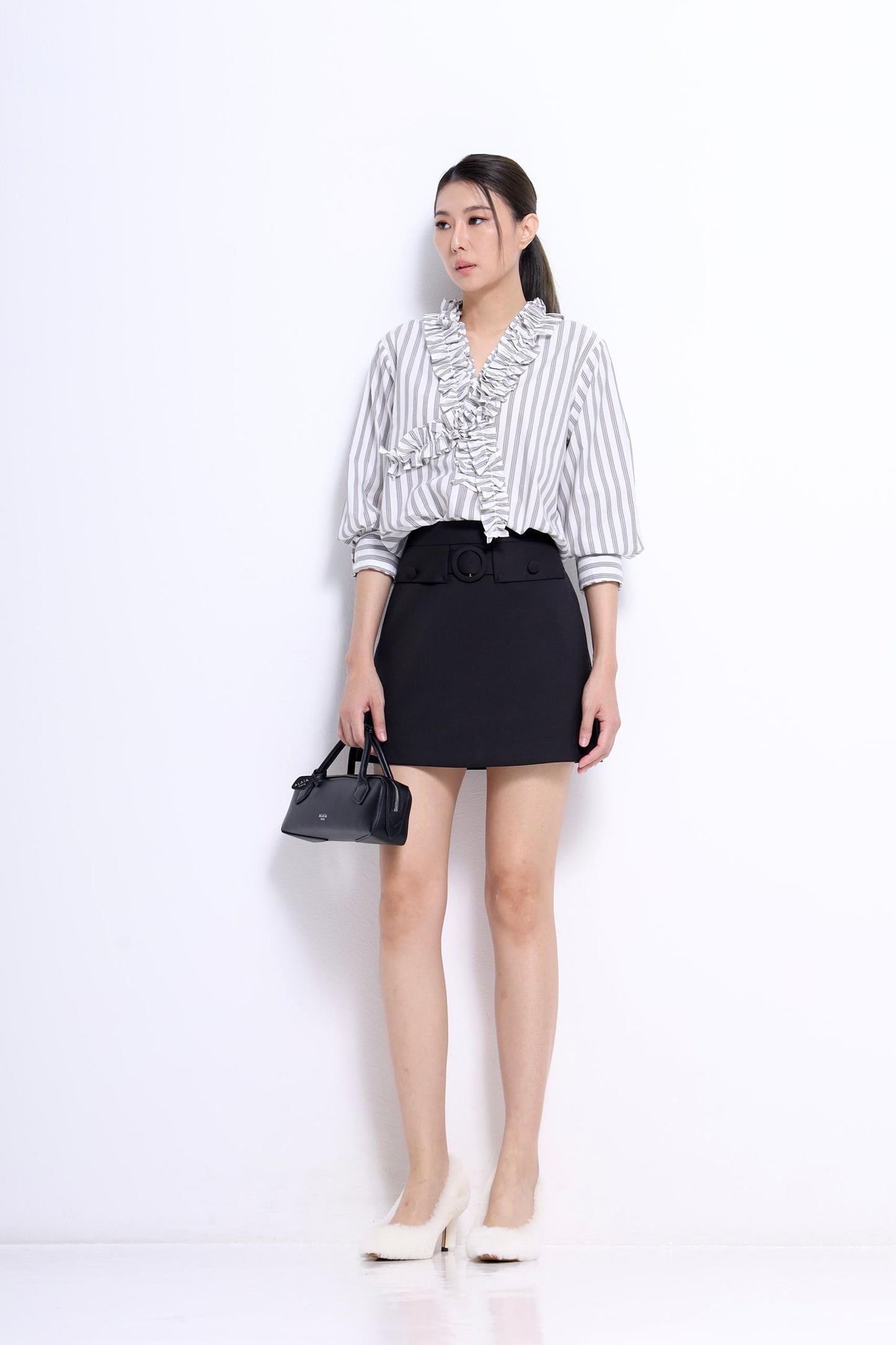 Hara Ruffle Collar Top