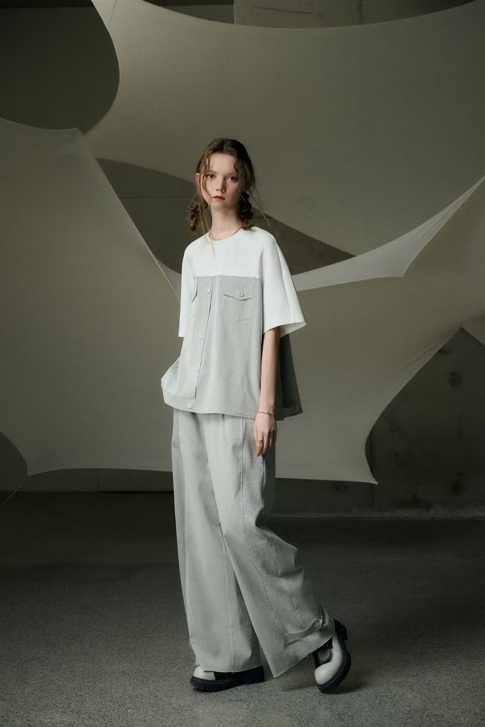 Lera Oversized Bicolor Denim Set