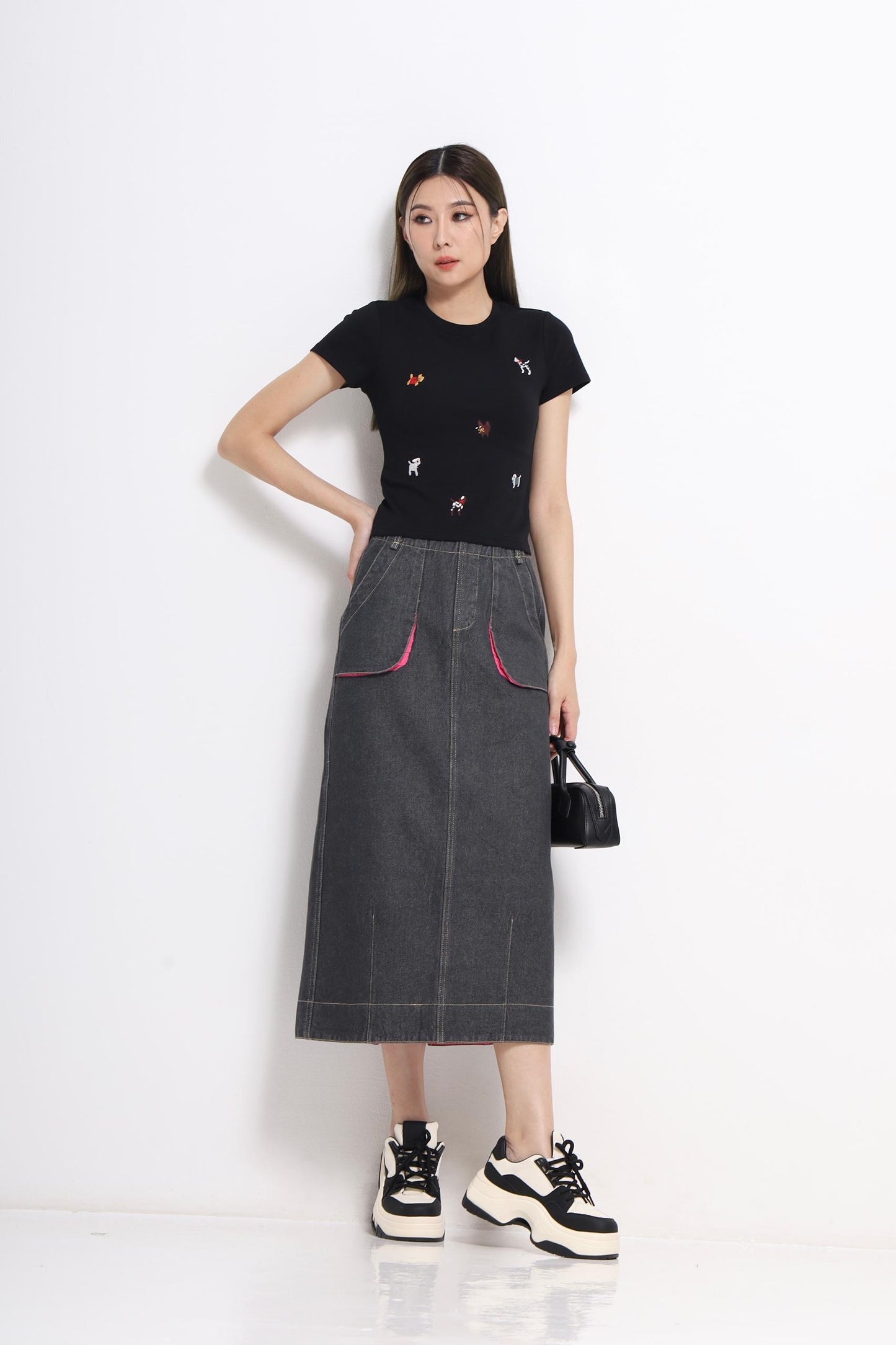 Denise Bicolor Denim Skirt