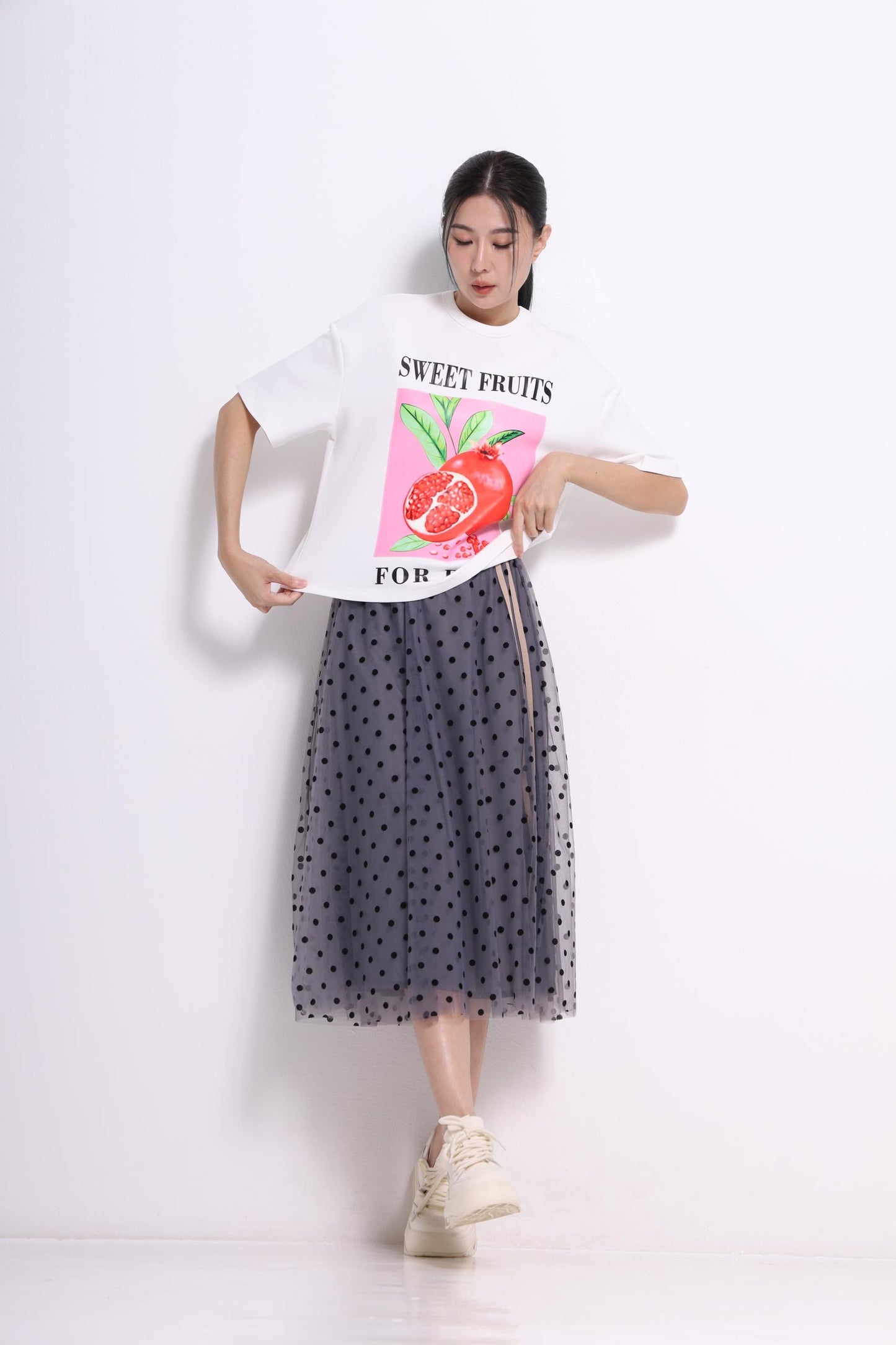 Pomegranate Printed Scuba Tee
