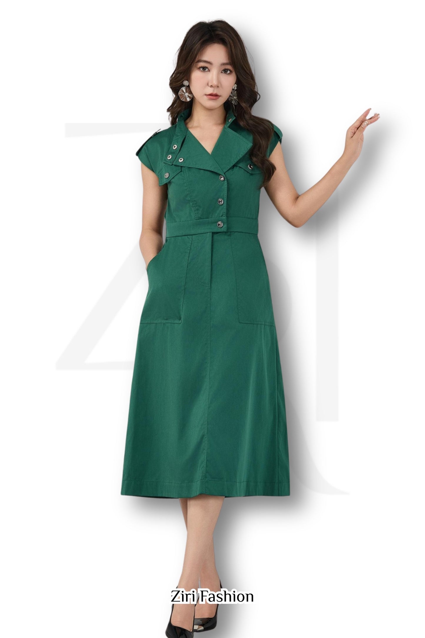 Ziri Trench Midi Dress