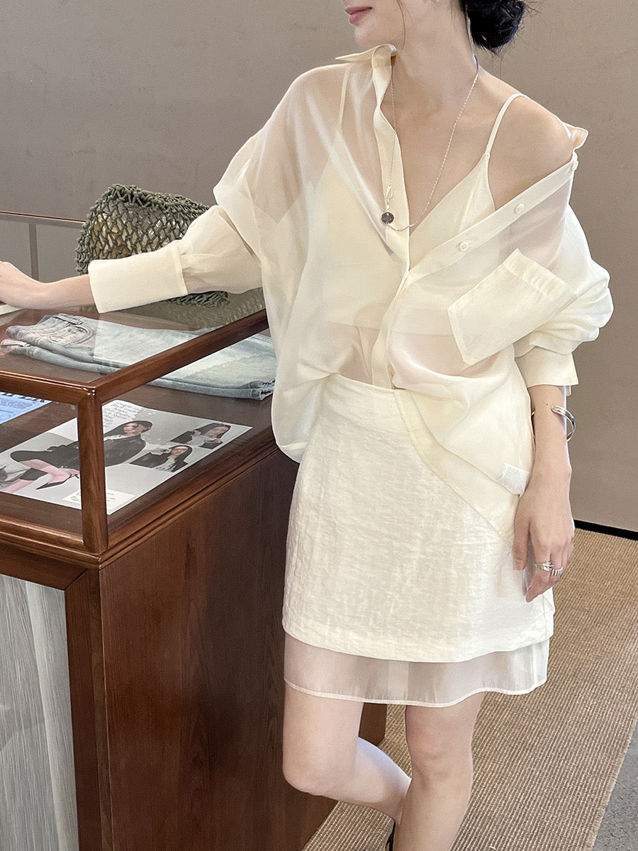 Hoo Bi-Material Shirt + Skirt Set