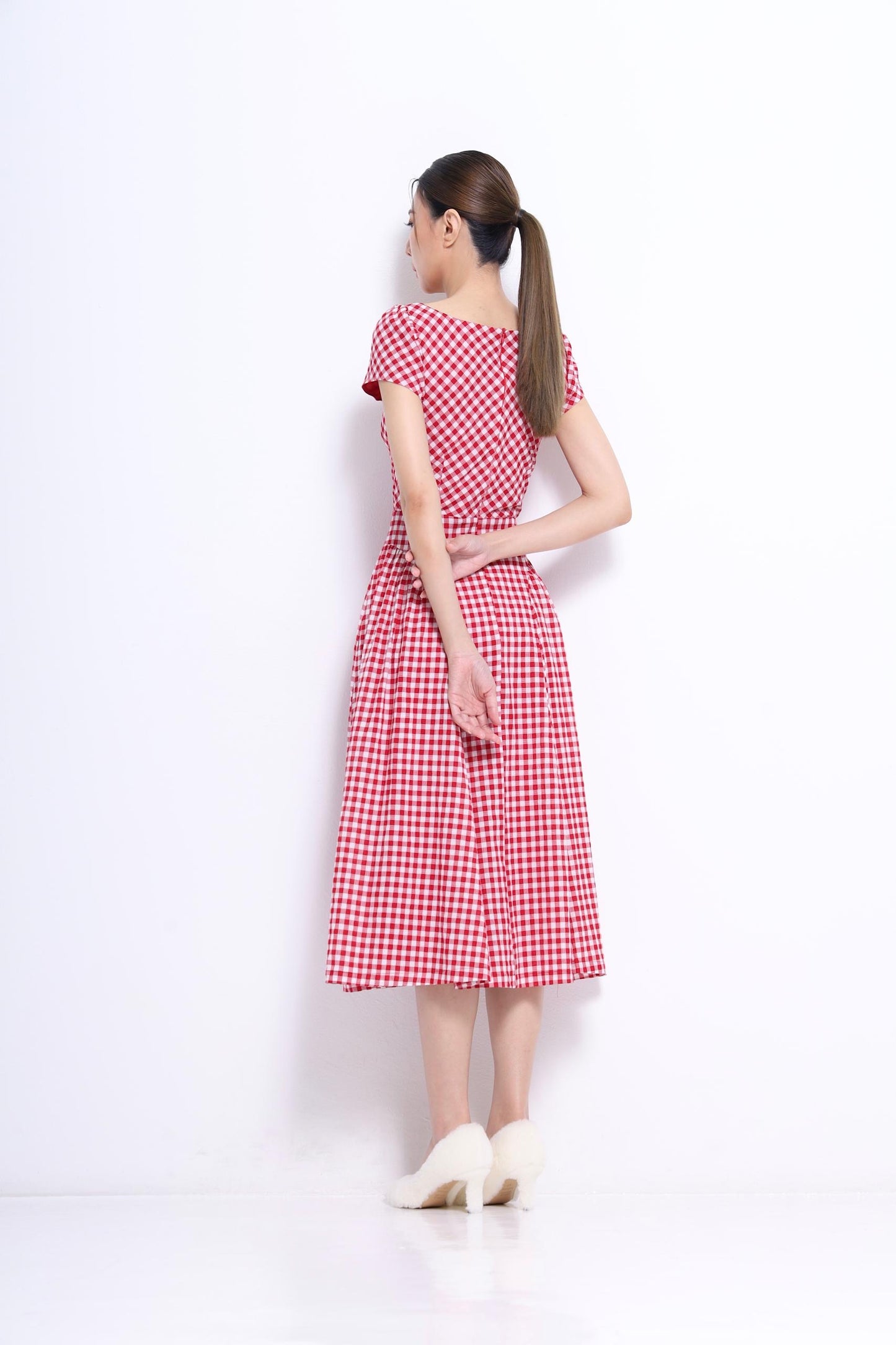 Elise Sweet Heart Checkered Dress