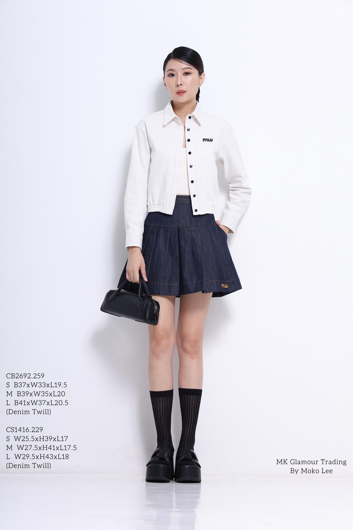 Miu Pleated Denim Mini Skirt