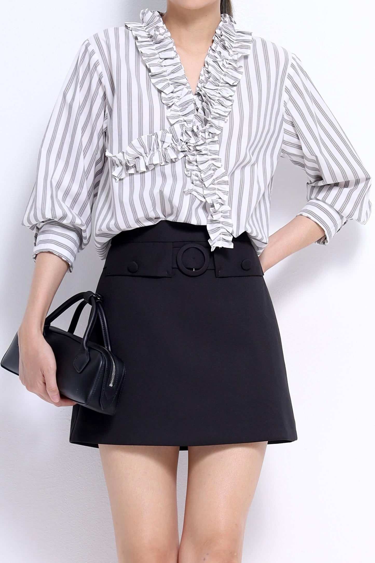 Hara Ruffle Collar Top