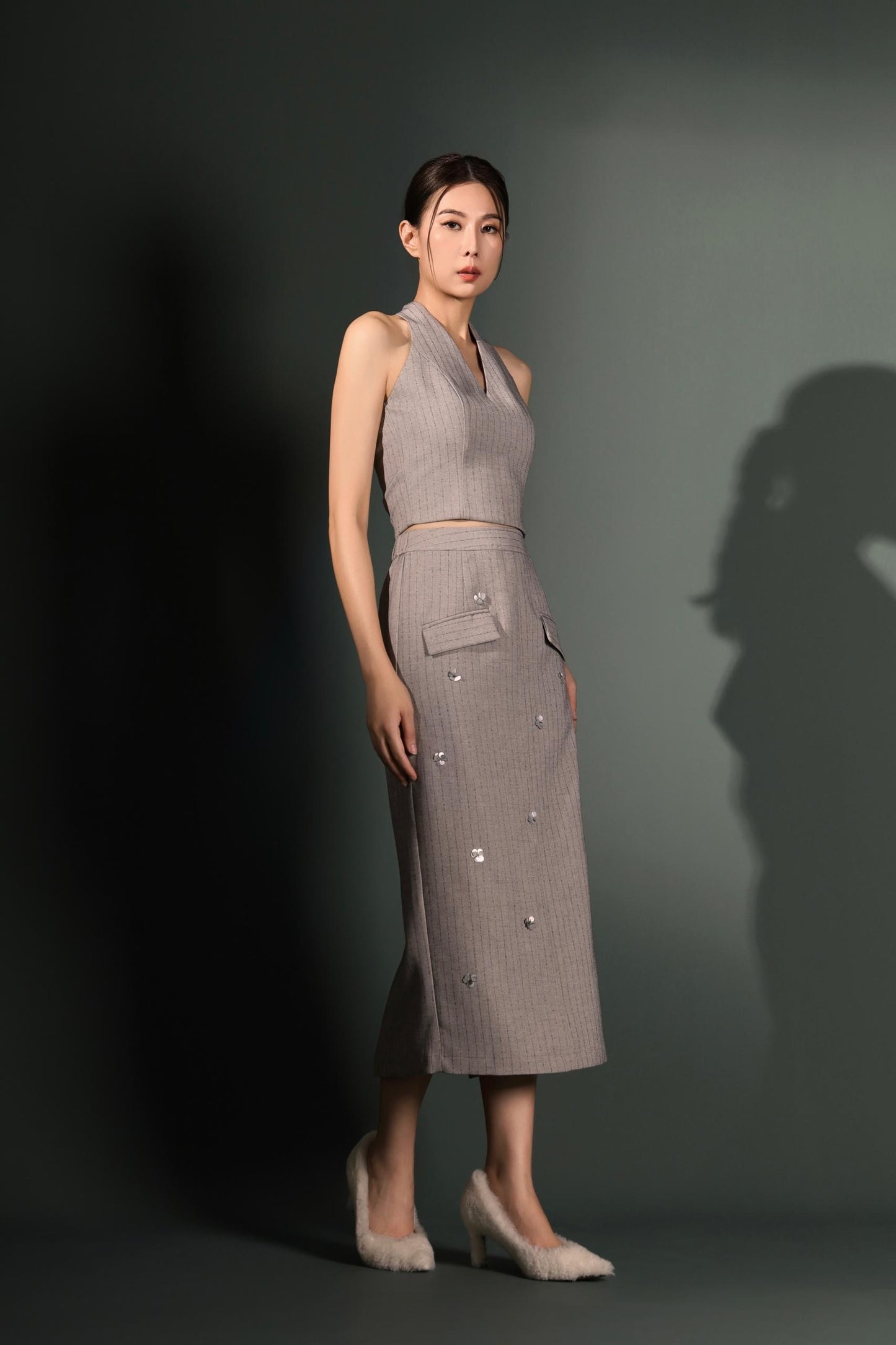 Tasha 3D Sequins Midaxi Skirt
