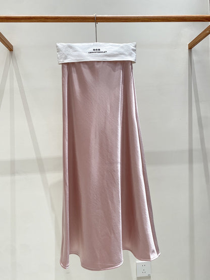 Zhou Wrinkle Satin Bias Cut Maxi Skirt