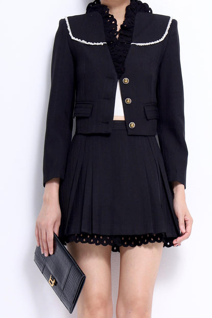 Miu Lace Hem Pleated Skirt