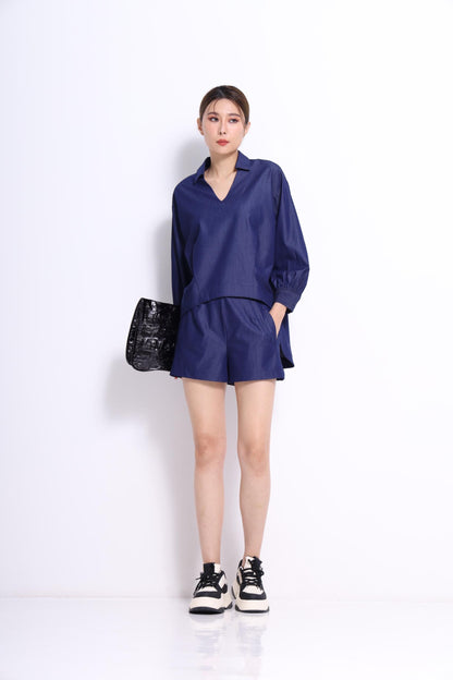 Zia V-Neck Oversized Shirt