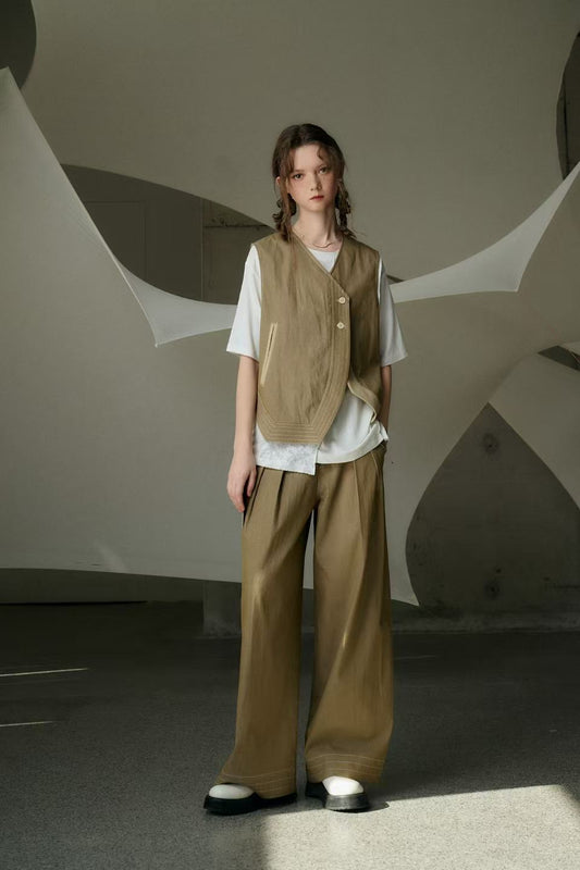 Alex Asymmetrical Denim Vest Set