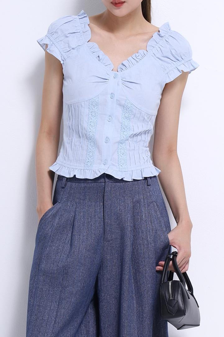 Giselle V-Neck Ruffle Blouse