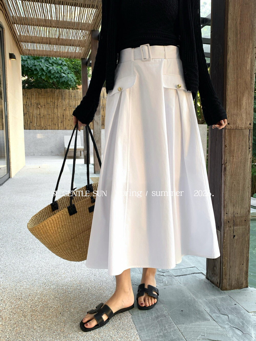 Sonia Belted A-line Skirt