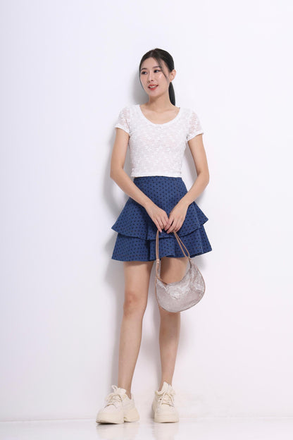 Caroline Denim Layered Skirt