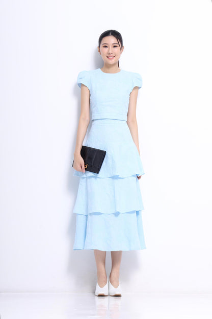 Hana Embroidered Flower Layered Skirt