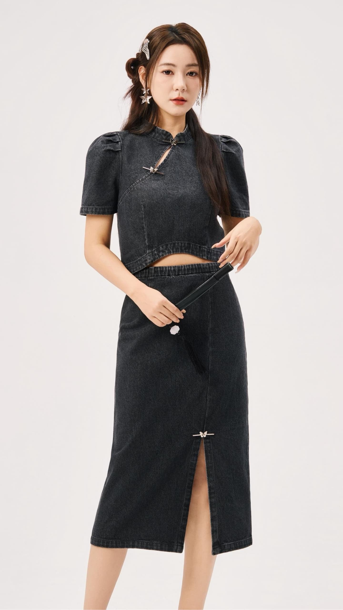 Ning Oriental Denim Skirt
