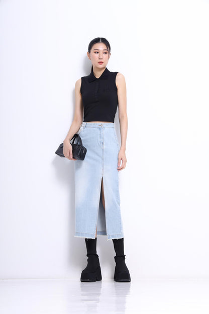 Carly V-Neck Embroidered Polo Tee
