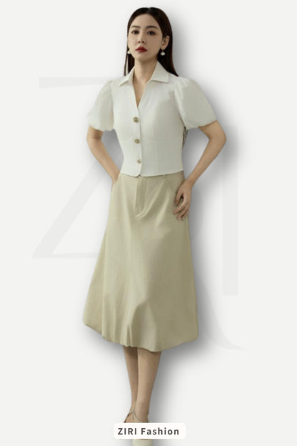 Ziri Bubble Hem Midaxi Skirt
