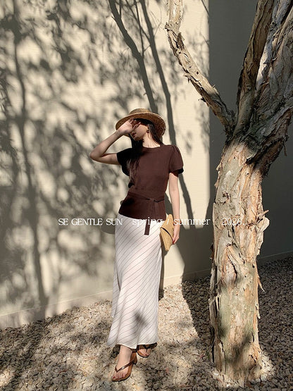 Quinn Diagonal Stripe Skirt