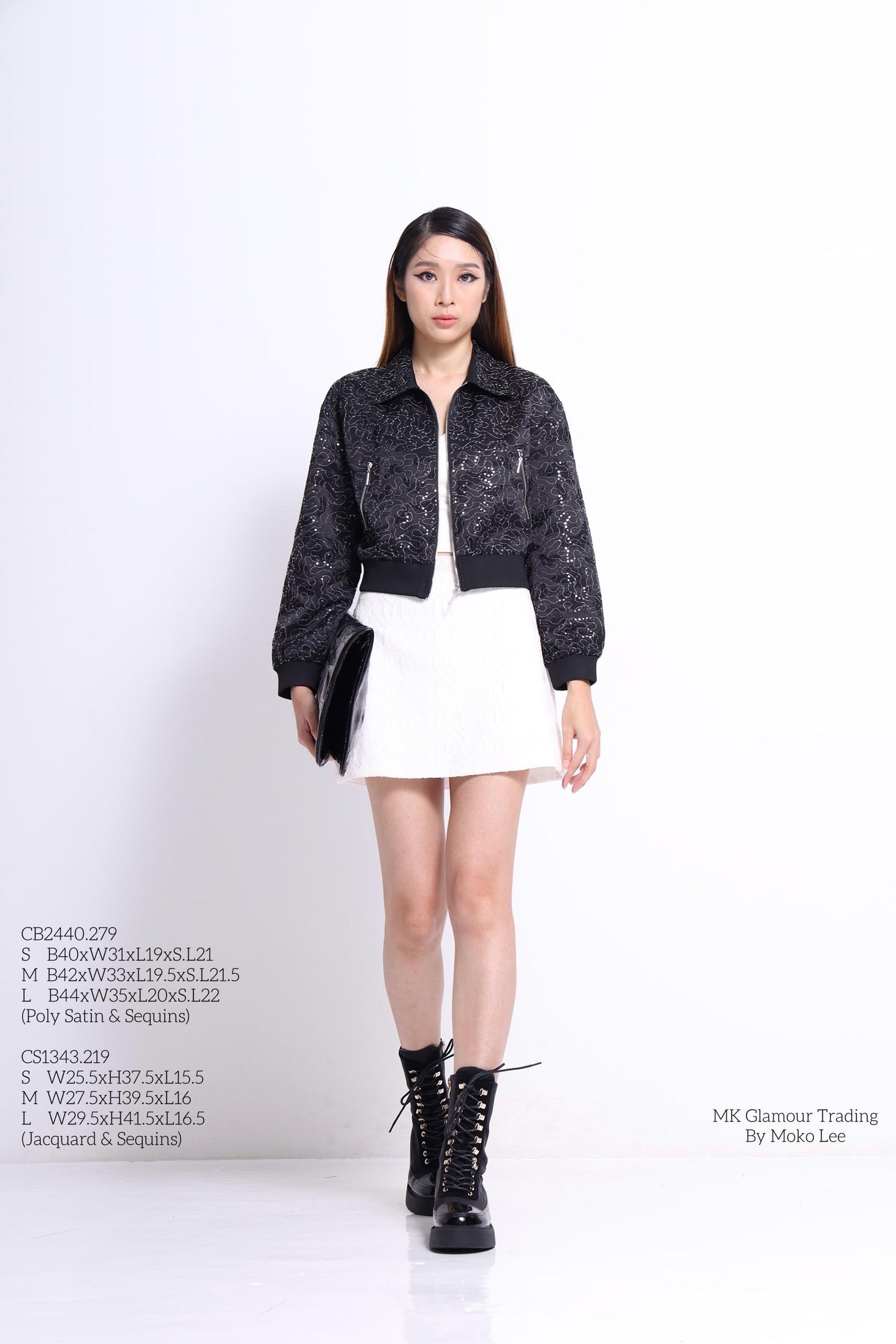 Zera Sequin Light Bomber Jacket