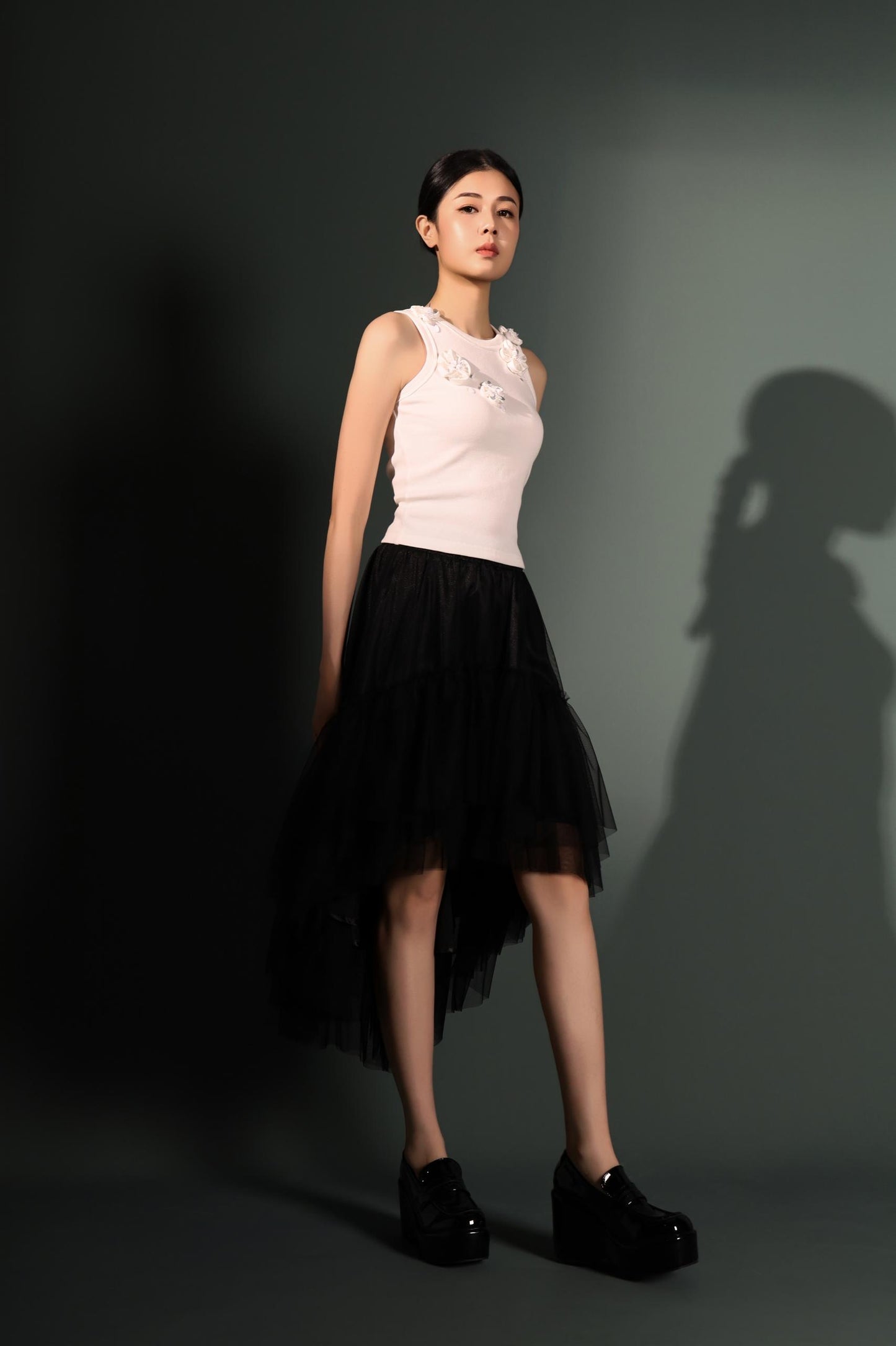 Pansy Asymmetrical Tulle Skirt