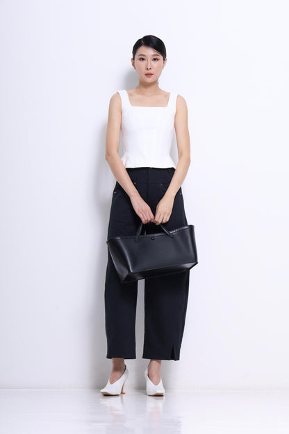 Zenda Denim Square Neck Top