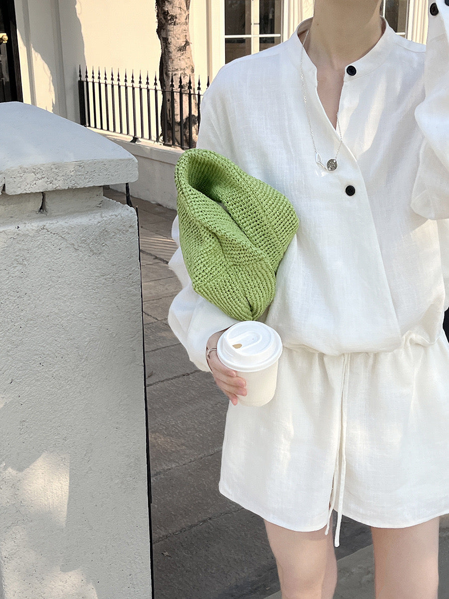 Chris Linen V-Neck Jumpsuit