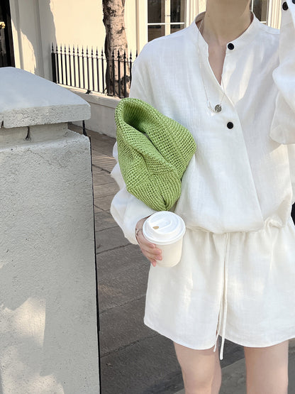 Chris Linen V-Neck Jumpsuit