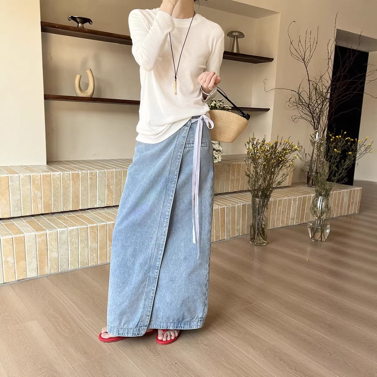 Gracetina Overlap Denim Skirt