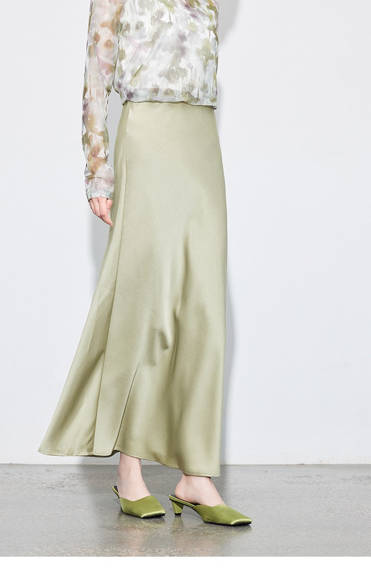 Zen Satin Bias Cut Maxi Skirt