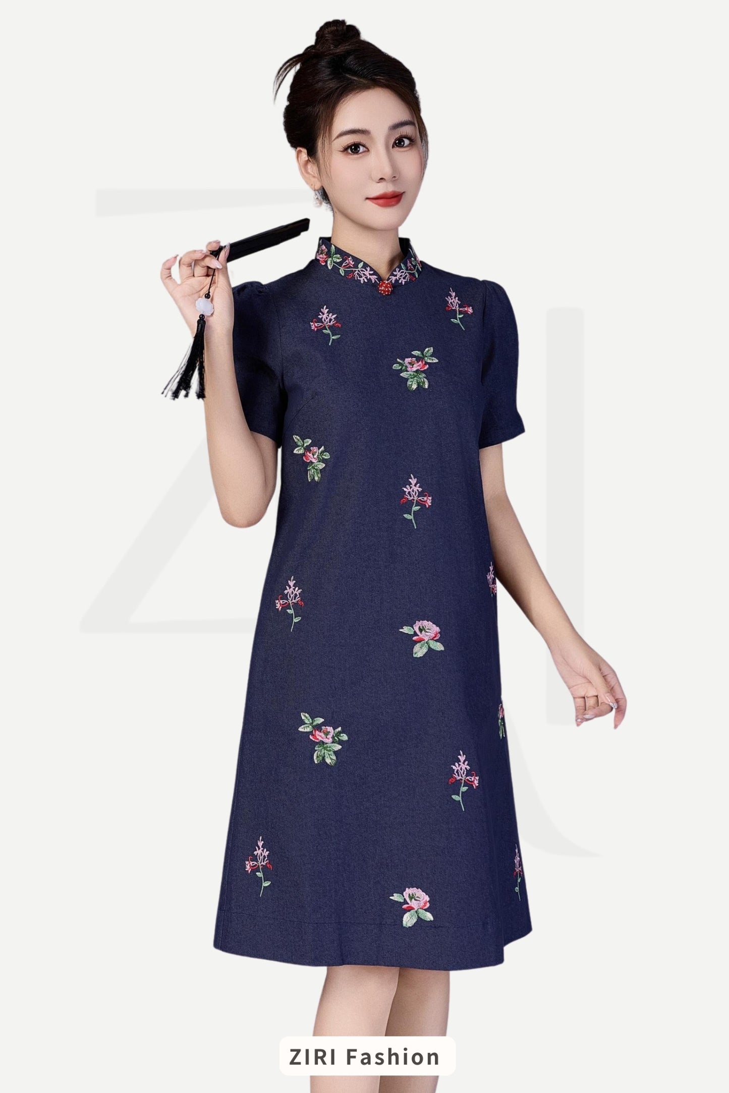 Nin Denim Qipao Dress